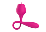 Compact pink tongue vibrator for personal pleasure, ergonomic design, waterproof, USB rechargeable.