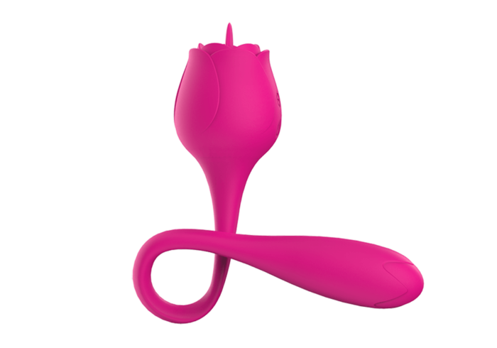 Compact pink tongue vibrator for personal pleasure, ergonomic design, waterproof, USB rechargeable.